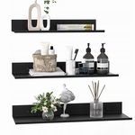 Zestaw 3 metalowych półek ściennych wiszących Wisfame, CZARNE 40x12cm R7.5