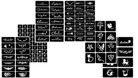 Szablony do tatuażu, 126 szablonów na 6 arkuszach, zestaw Nora R4.1