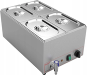 Valgus Bain Marie podgrzewacz BEMAR 15L, 4 sekcje, stal nierdzewna, kran