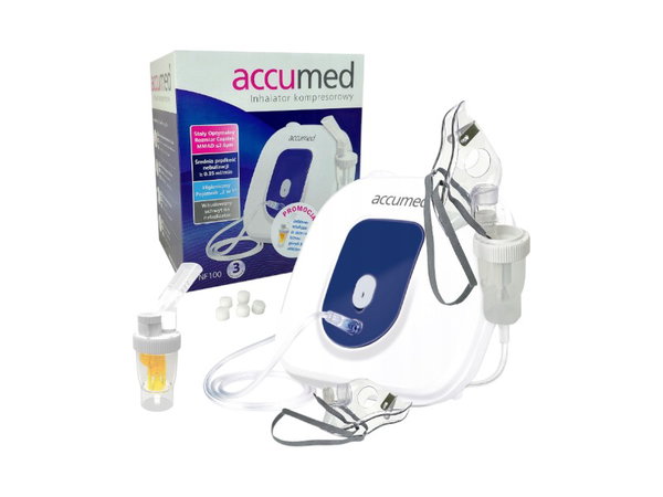 Inhalator tłokowy ACCUMED NF100  DWA nebulizatory 3 lata gwar.
