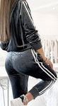 DRESY DAMSKIE WELUROWE Z LAMPASAMI SZARE S/M