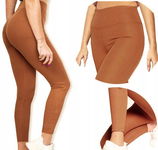 MODNE DAMSKIE LEGGINSY W PRĄŻKI ODCIEŃ BRĄZU ROZMIAR Z METKI S/M