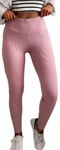 SPODNIE MODNE DAMSKIE LEGGINSY W PRĄŻKI JASNY RÓŻ ROZMIAR Z METKI S/M