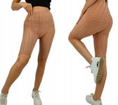 SPODENKI PUSH UP KARBOWANE KOLARKI LEGGINSY MIEGO ROZMIAR L/XL BEŻOWE