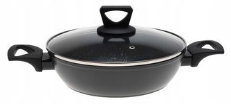 GARNEK Niski Płaski MARMUROWY 20cm WOK 1,5l Indukcja Gaz 7462