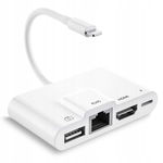 Adapter iPhone HDMI z USB i iPhone RJ45 Ethernet LAN adapter 4 w 1