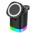 T15 3 in 1 Magnetic Wireless Charger Folding Charging Stand Black