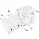 2SZT SZYBKA ŁADOWARKA DO IPHONE KOSTKA 20W +KABEL 1M/USB-C- IPHONE LIGHTING