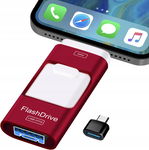 Pendrive OTG 256 GB Lightning, Micro-USB, USB 3.0, USB 3.1 typ C czerwony