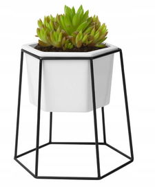 Ceramiczna Doniczka na Sukulenty ze Stojakiem Geometrycznym