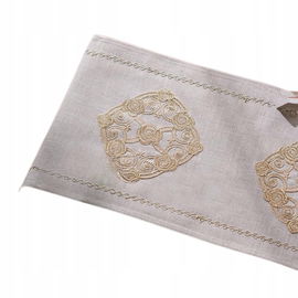 ARTABLE Bieżnik o kolorze lnu ze złotymi wzorami 32 x 90 cm