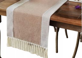 Bieżnik ARTABLE z frędzlami beżowy kawowo-szary (35 x 140 cm, kawa)