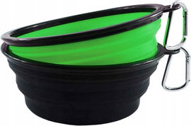 HINMAY Przenośne Miski Zwierząt Składane Miski Karma Woda zielona-czar 2szt