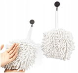 Fuzzy Ball Towel - Zestaw 2 Białych Ręczników z 4 Haczykami