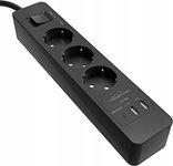 KABELDIREKT Listwa zasilająca z 3 gniazdami na wtyczki 2 x USB-A, 1 x USB-C