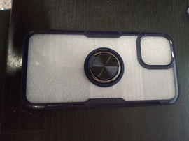 etui na telefon dla IPhone 12/12Pro z uchwytem granatowy/ przezroczysty