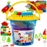 KLOCKI KONSTRUKCYJNE DUŻE ZESTAW 67 EL. PLASTIKOWE DOMEK I POJAZDY WIADERKO