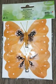 Motyle motylki, pomarańczowe na klipsie 2szt