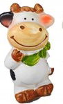 Krowa w zielonym szaliku dekoracja wiosenna wielkanoc - figurka 7 cm