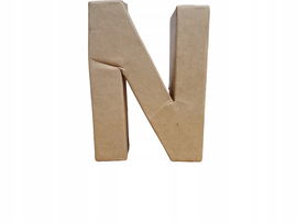 Litera N z brązowej tektury do malowania dekoracja ozdoba 10x7,5x3,5 cm