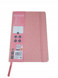 Notes A5 różowy z gumką, 160 stron, linie zeszyt