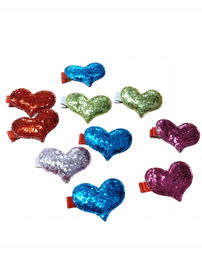 Spinki do Włosów Cekinowe Serce Zestaw 10szt