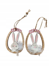 Zawieszka wielkanocna drewniana zając w jajku