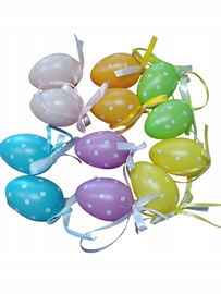 Zestaw 12szt Pastelowych Jajek Zawieszek Wielkanoc w Białe Kropki wys.6 cm