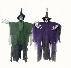 Zestaw 2 szt dekoracji na halloween Wiedzma Kościotrup do zawieszenia