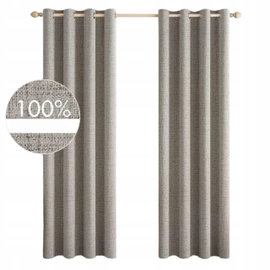 Zasłony z Teksturowanego Lnu Blackout - 2 szt w Kolorze Taupe, 140 x 145 cm