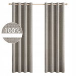 Zasłony z Teksturowanego Lnu Blackout - 2 szt w Kolorze Taupe, 140 x 145 cm