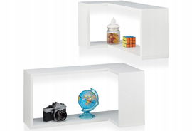 Zestaw 2 asymetrycznych półek ściennych białe, 30 x 60 x 30 cm