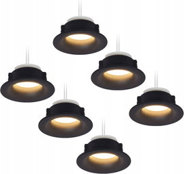 Zestaw Wpuszczanych Reflektorów LED Lumefixx, 5 W, Czarny, 3000 K 5szt.