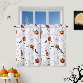 Zasłony 67cmx94cm 2 szt Halloween Horror dynia kolor biały