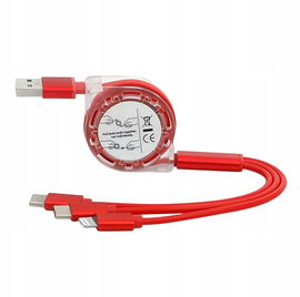 Zestaw kabli USB - USB typ C / microUSB / Lightning - czerwony