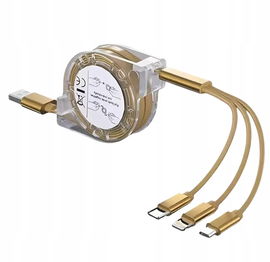 Zestaw kabli USB - USB typ C / microUSB / Lightning - złoty