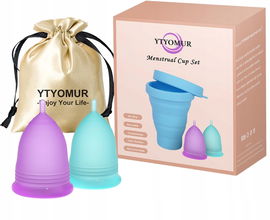 Ytyomur Zestaw 2 kubeczki menstruacyjne, składana miseczka do oczyszczania