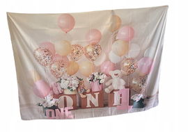 TŁO ŚCIANKA NA 1 URODZINY BANER 210X145CM ŁATWA W MONTAŻU