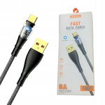 KABEL USB - USB-C QUICK SYNC Z DIODĄ LED 2.4A SZARY 1M
