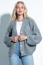 KARDIGAN OVERSIZE ZAPINANY NA GUZIKI 36/38 SZARY