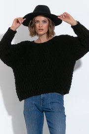 WYGODNY OVERSIZOWY SWETER MIĘKKA PRZĘDZA 36/38 CZARNY