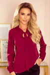 ELEGANCKA WIZYTOWA BLUZKA Z WIĄZANIEM XXL BORDOWA
