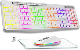 Cicha Klawiatura Hybrydowa & Mysz RGB układ azerty