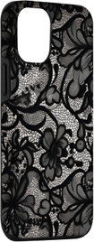 Etui Vintage Czarna Koronka iPhone 12 / 12 Pro N058