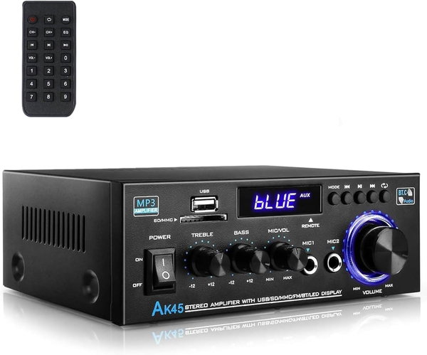 AA20 WZMACNIACZ AUDIO STEREO BLUETOOTH 5.0 FM USB SD 600W HI-FI PILOT KARAOKE