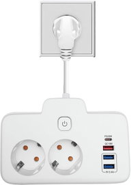AA24Rozdzielacz Gniazdko 2x AC Podwójne + 4x USB USB-C PD 20W Noverli