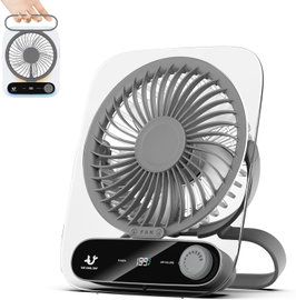 CC16 Wiatrak Biurkowy Wentylator Przenośny USB LED Aku 199 Biegów Simpeak Szary