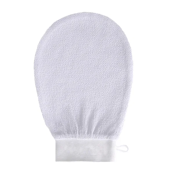 Białe rękawice kąpielowe peelingujące Home Fashion