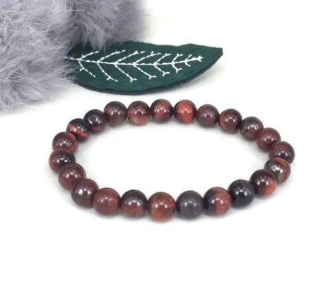 Bransoletka vintage z tygrysim okiem 8 mm, 21 cm