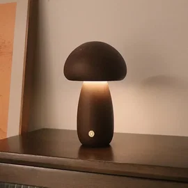 Drewniana lampka nocna LED Grzybek z włącznikiem dotykowym